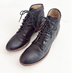 Frye Black Leather Combat Boots